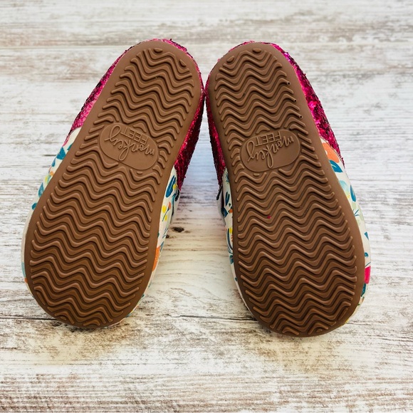 Monkey Feet Pink Glitter Floral Kids Boots Sparkle Girls 12-18m Ankle Shoes Soft - Picture 6 of 7